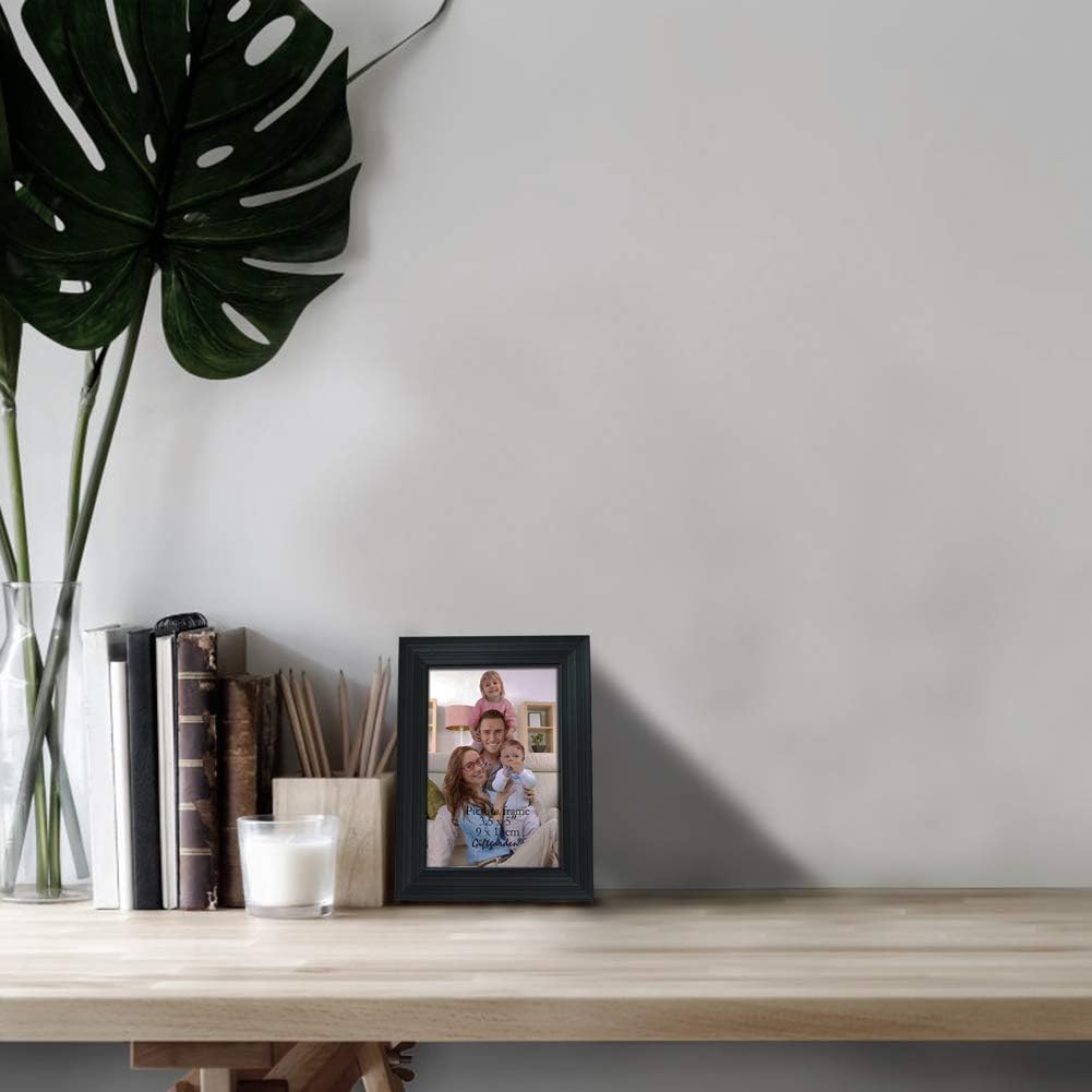 12 Pack 3.5X5 Picture Frame Black, Multiple 3.5 X 5 Photo Frames Bulk for Tabletop Display or Wall Hanging