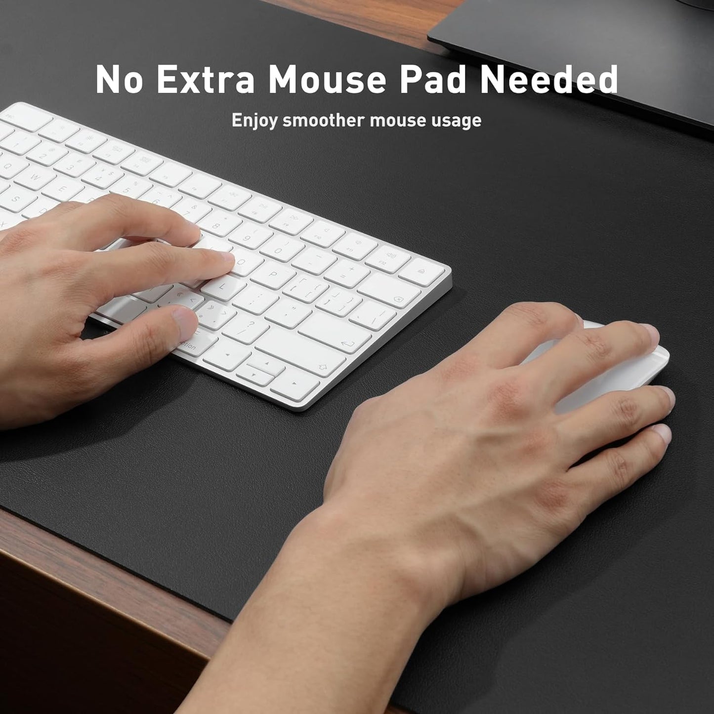 Leather Office Desk Pad Protector, Non-Slip PU Leather Desk Blotter, Waterproof Laptop Writing Mouse Pad for Office and Home, Black, 31.5" X 15.7"