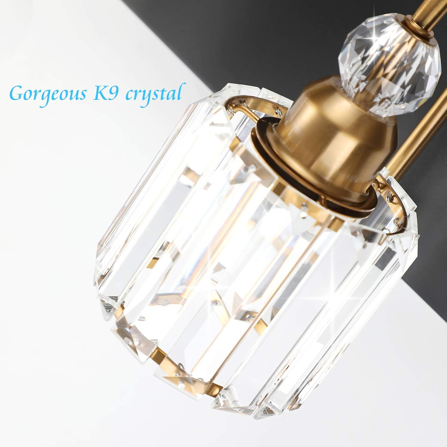 LED Modern Vanity Lights Fixtures 4 Lights Black Vanity Lights Crystal Modern Matte Black Vanity Lights for Bathroom