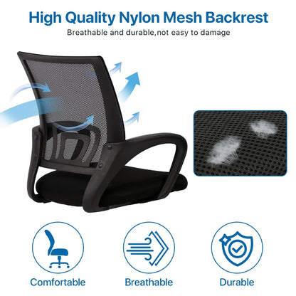 Mesh Office Chair, Mid-Back Home Office Chair Adjustable Ergonomic Desk Chair with Armrest, Rolling Swivel Chair for Adults, Black