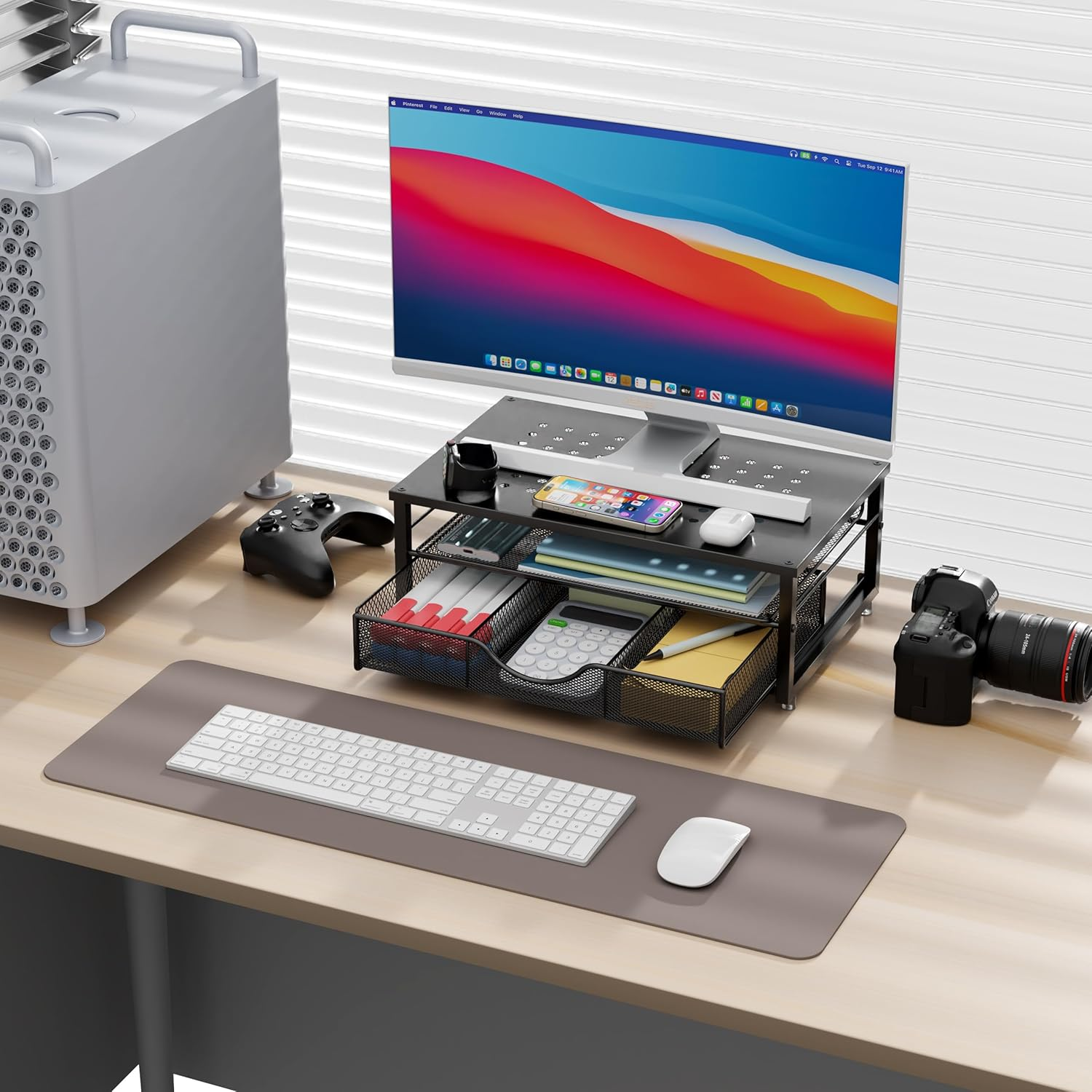 Computer Monitor Stand Riser, Desk Organizers and Accessories with Drawer, Offic