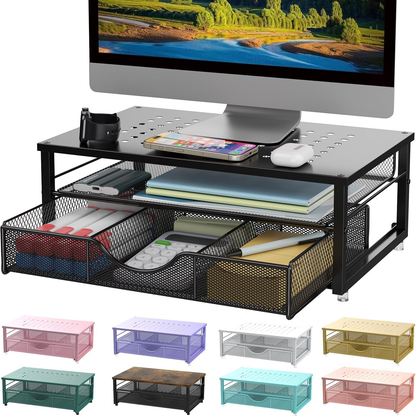 Computer Monitor Stand Riser, Desk Organizers and Accessories with Drawer, Offic