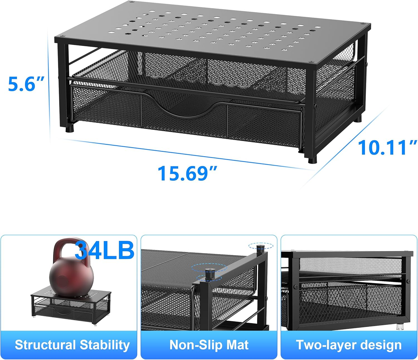 Computer Monitor Stand Riser, Desk Organizers and Accessories with Drawer, Offic
