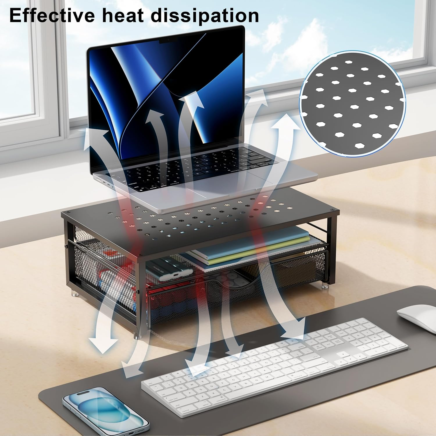 Computer Monitor Stand Riser, Desk Organizers and Accessories with Drawer, Offic