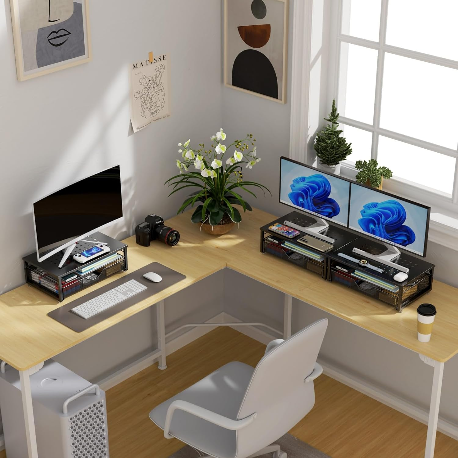Computer Monitor Stand Riser, Desk Organizers and Accessories with Drawer, Offic